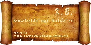 Kosztolányi Balázs névjegykártya